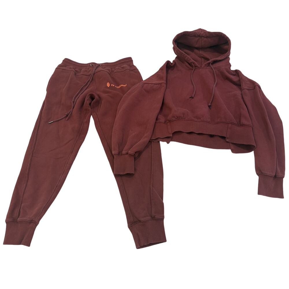FP Movement Maroon Sweat Set Pull on Hoodie & Pants Size Sma